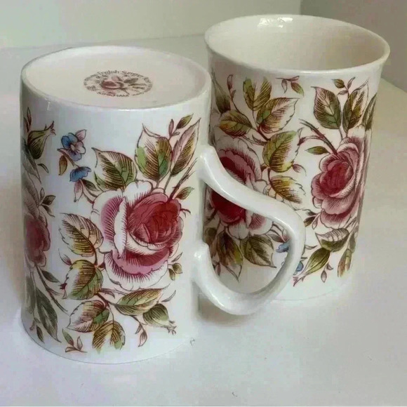 Set of two 2006 Roy  Kirkham fine bone china English Summer Rose mugs - Picture 2 of 9